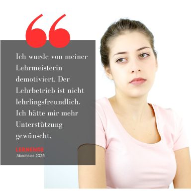 jugendliche Lernende mit negativem Feedback zum Lehrbetrieb