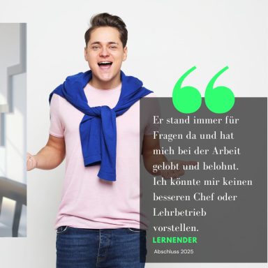 Jugendlicher mit positivem Feedback zum Lehrbetrieb